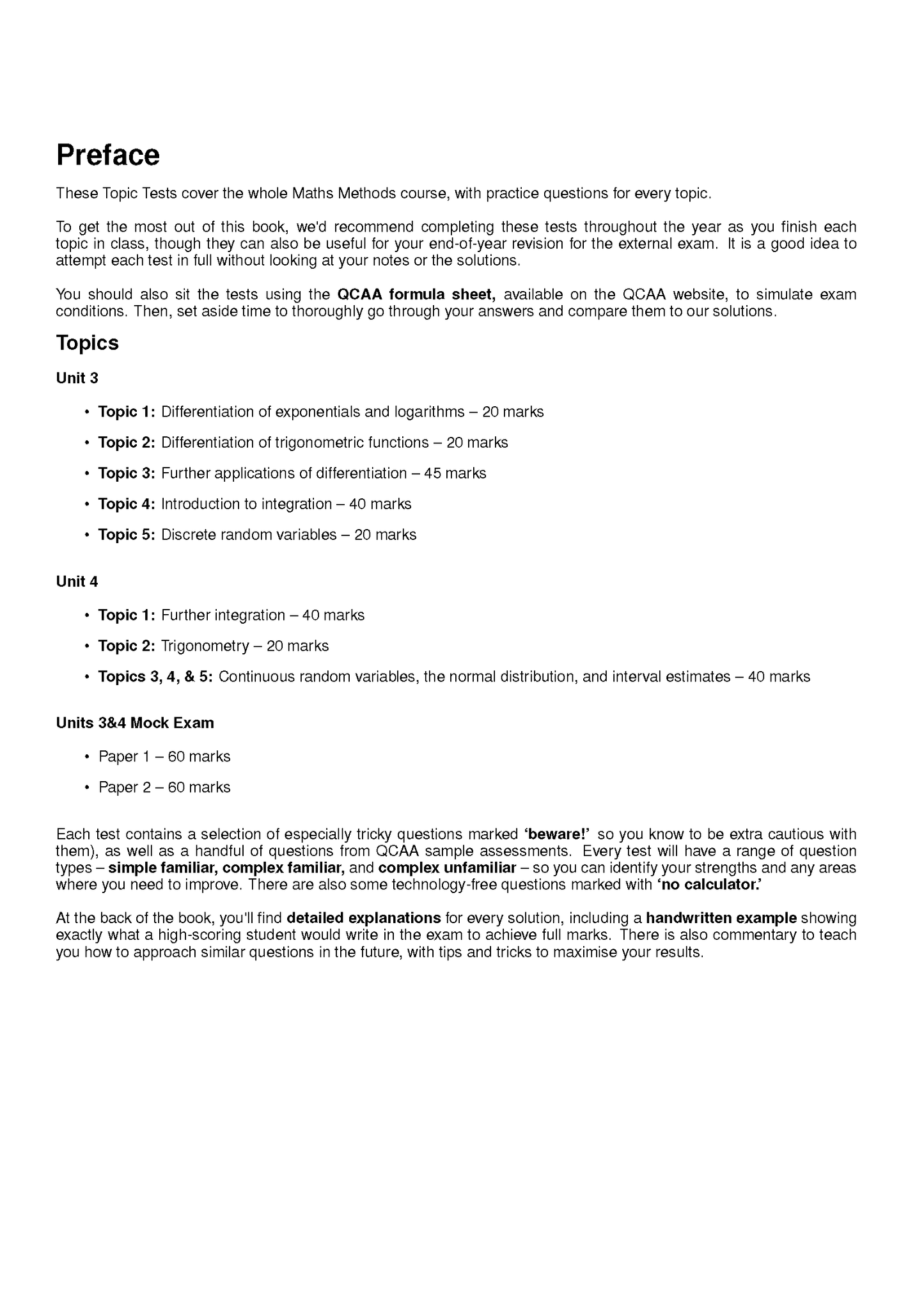ATAR Notes QCE Maths Methods 3&4 Topic Tests (2026-2028)