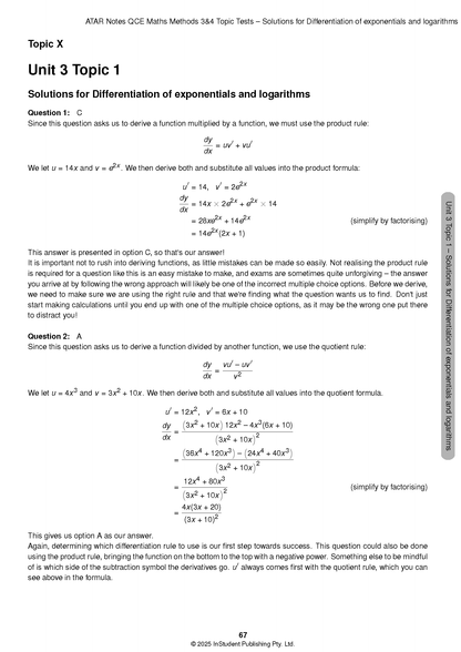 ATAR Notes QCE Maths Methods 3&4 Topic Tests (2026-2028)