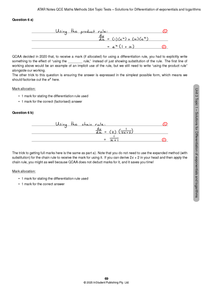 ATAR Notes QCE Maths Methods 3&4 Topic Tests (2026-2028)