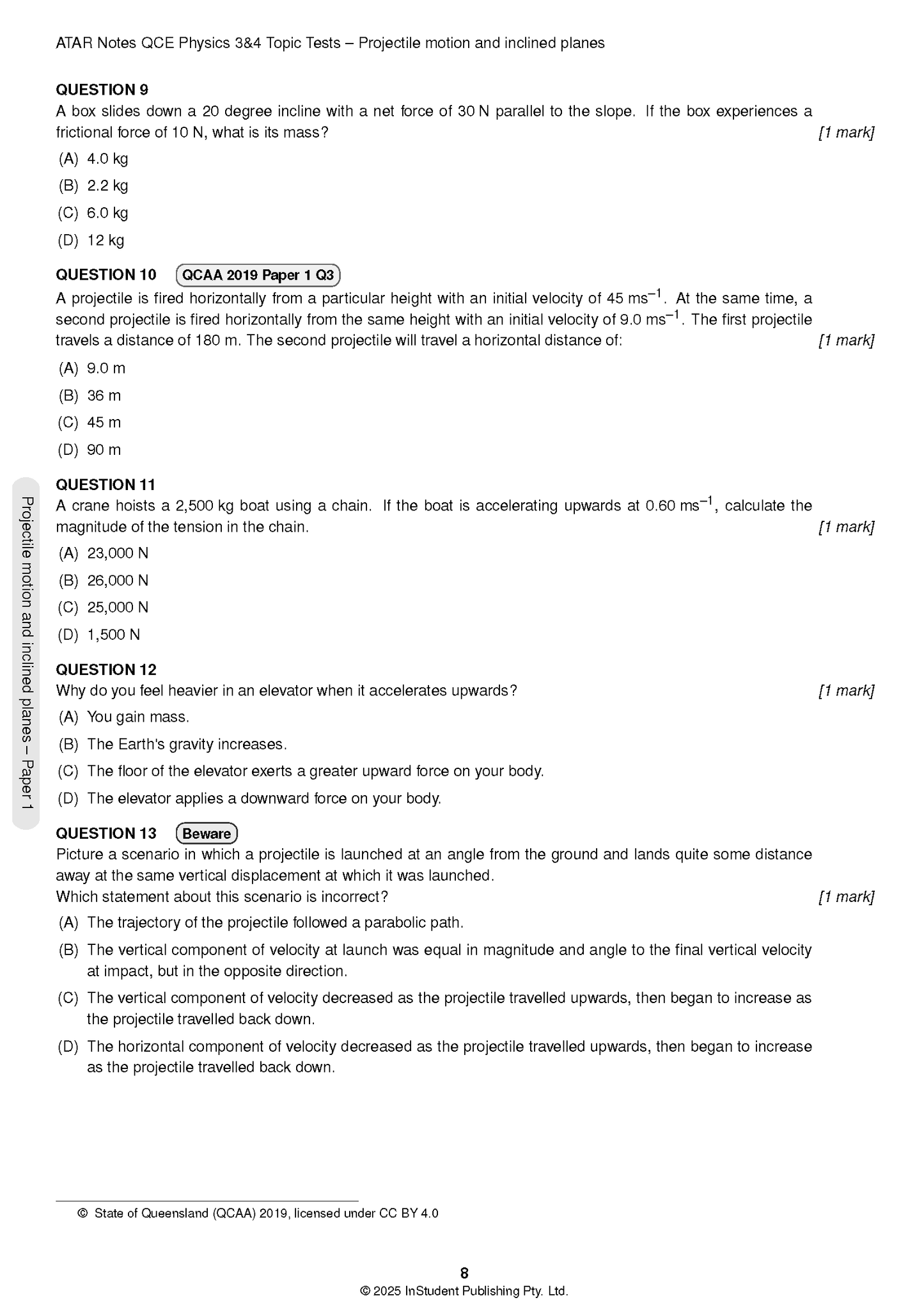 ATAR Notes QCE Physics 3&4 Topic Tests (2026-2028)