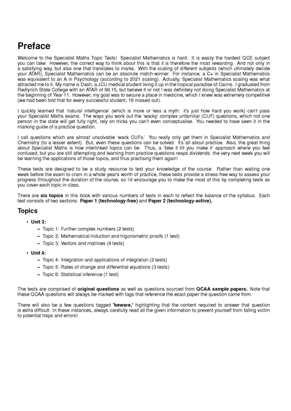 ATAR Notes QCE Specialist Maths 3&4 Topic Tests (2026-2028)