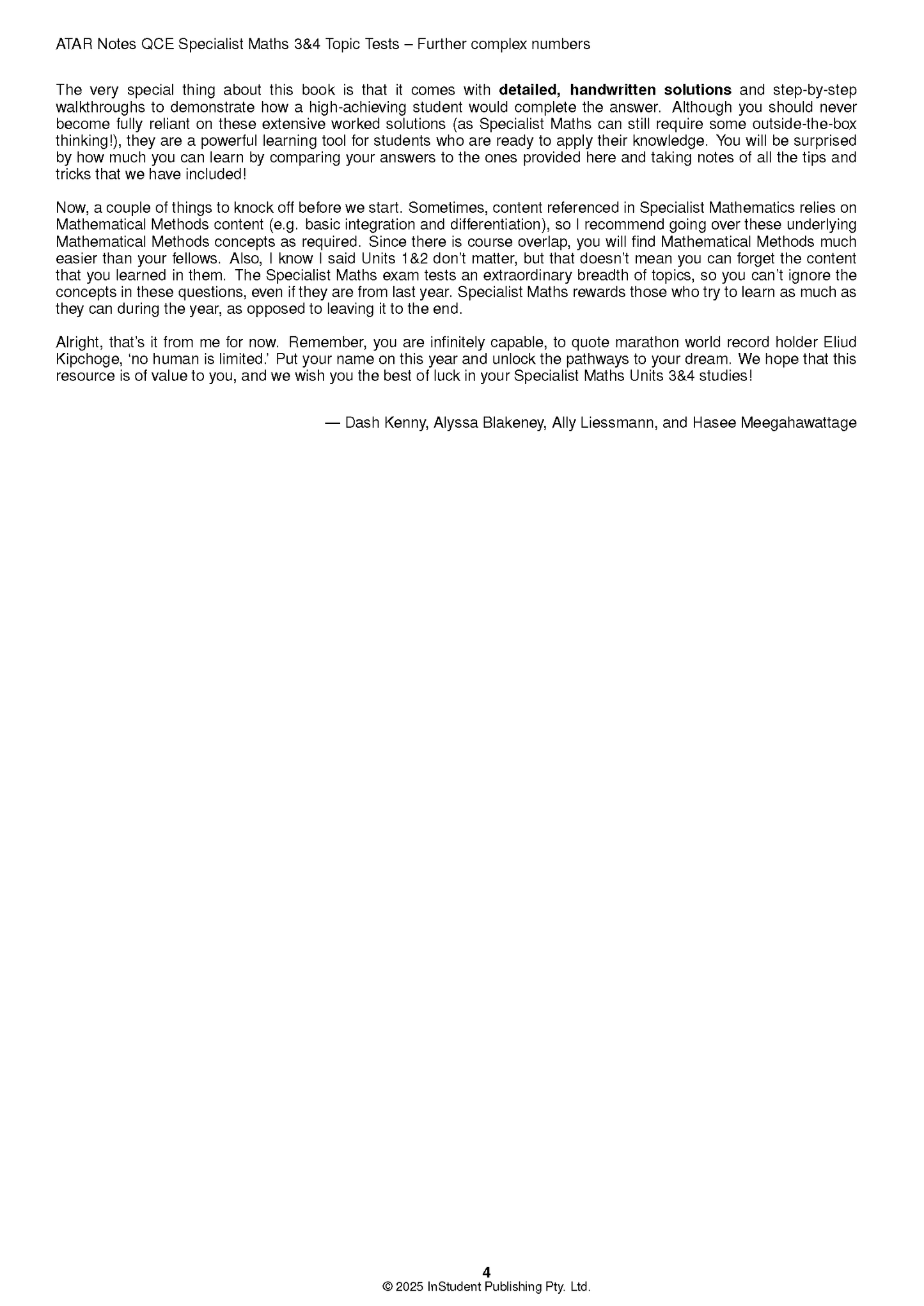 ATAR Notes QCE Specialist Maths 3&4 Topic Tests (2026-2028)
