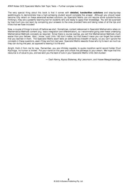 ATAR Notes QCE Specialist Maths 3&4 Topic Tests (2026-2028)