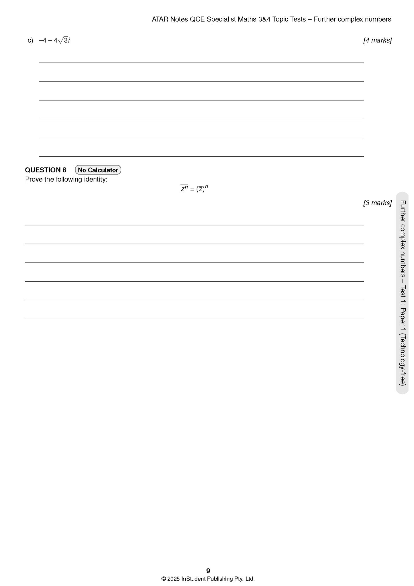 ATAR Notes QCE Specialist Maths 3&4 Topic Tests (2026-2028)