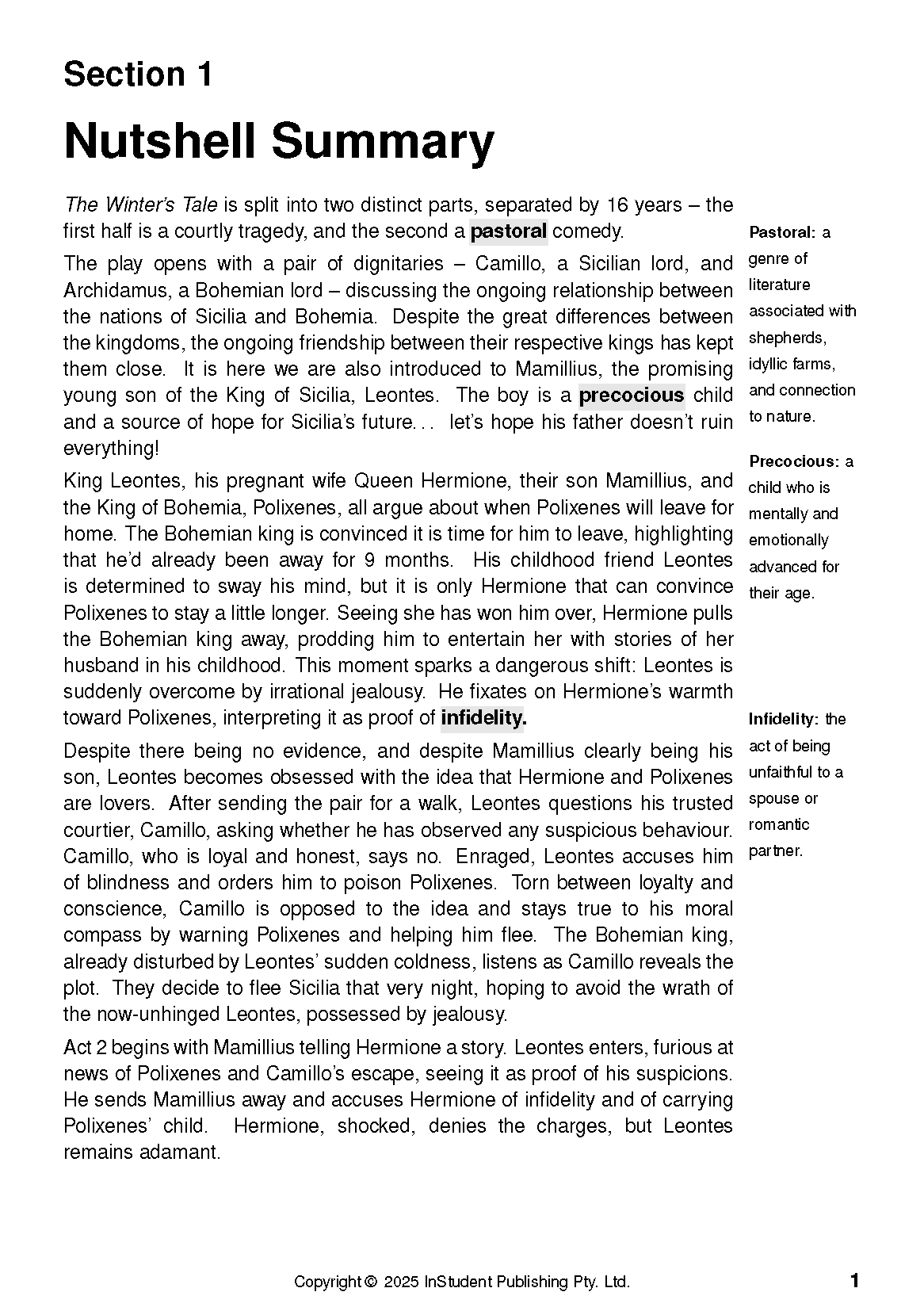 ATAR Notes Text Guide: The Winter's Tale by William Shakespeare