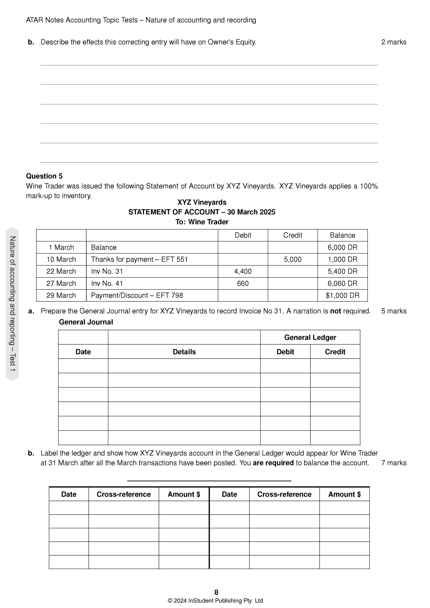 ATAR Notes VCE Accounting 3&4 Topic Tests (2025–2027)