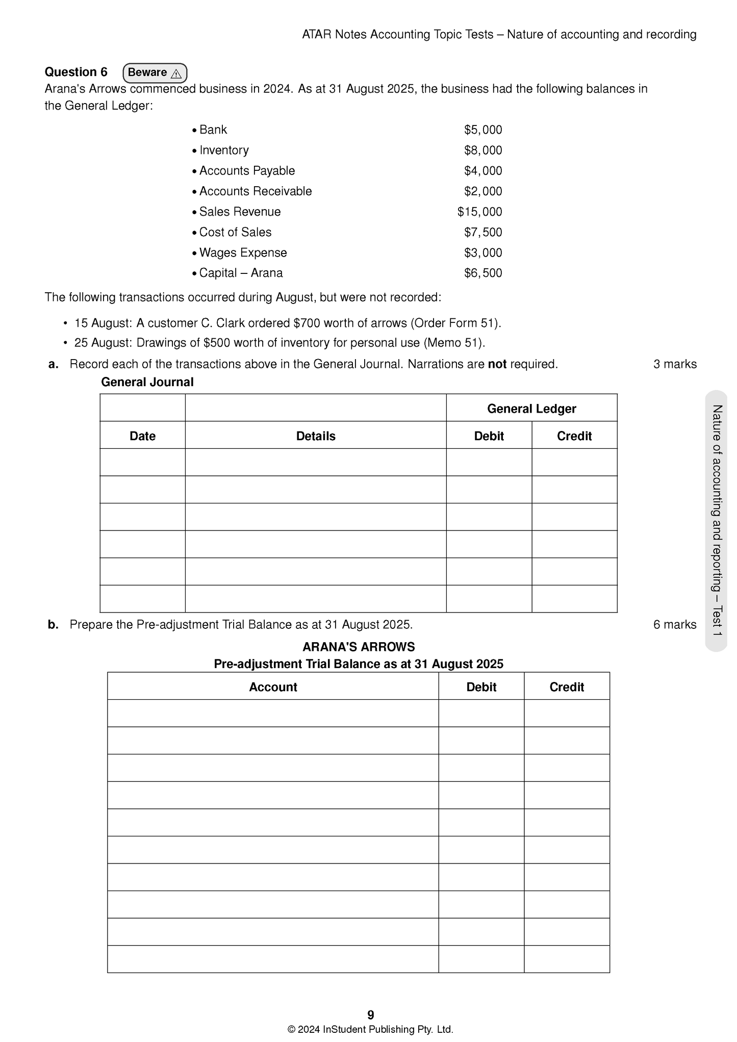 ATAR Notes VCE Accounting 3&4 Topic Tests (2025–2027)