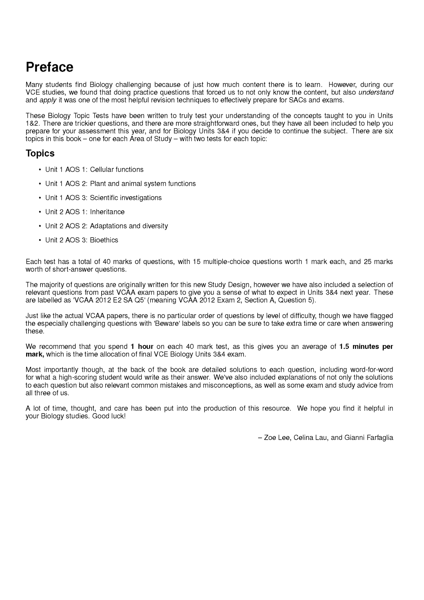 ATAR Notes VCE Biology 1&2 Topic Tests (2025-2026)