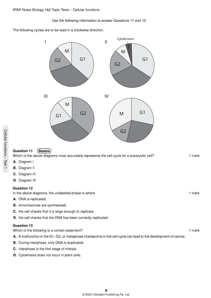 ATAR Notes VCE Biology 1&2 Topic Tests (2025-2026)