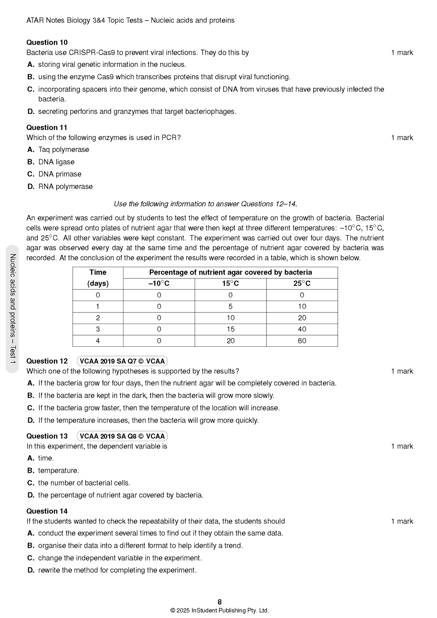 ATAR Notes VCE Biology 3&4 Topic Tests (2025-2026)