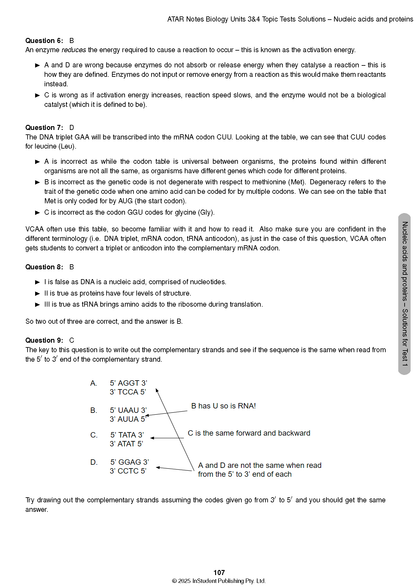 ATAR Notes VCE Biology 3&4 Topic Tests (2025-2026)
