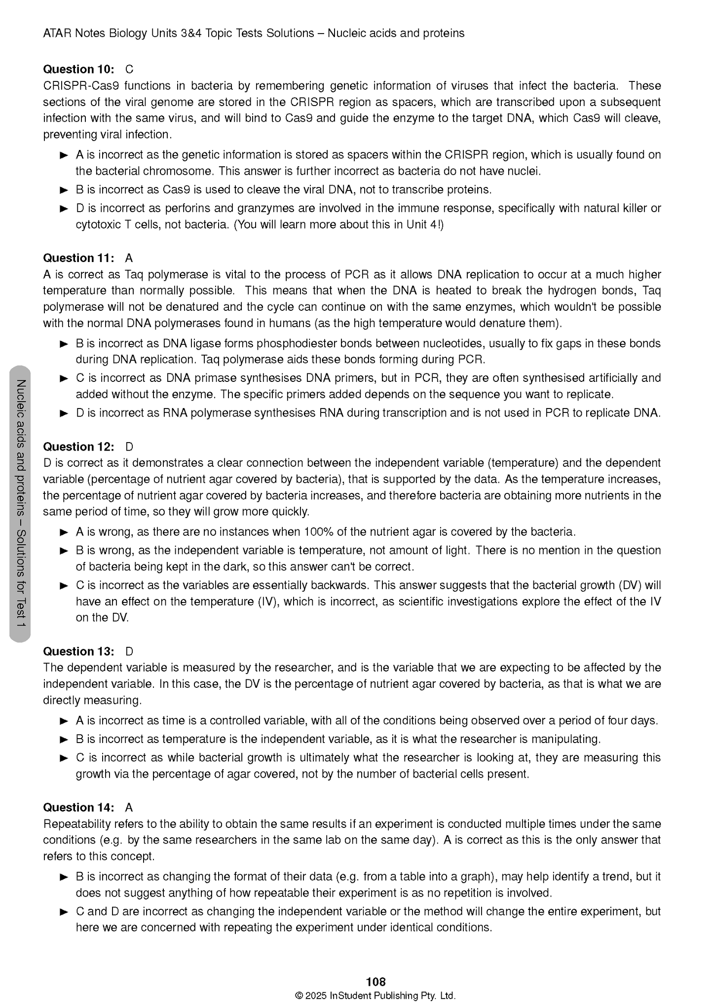 ATAR Notes VCE Biology 3&4 Topic Tests (2025-2026)