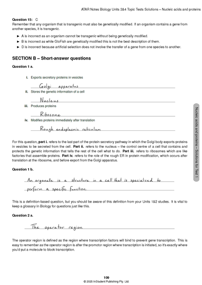 ATAR Notes VCE Biology 3&4 Topic Tests (2025-2026)