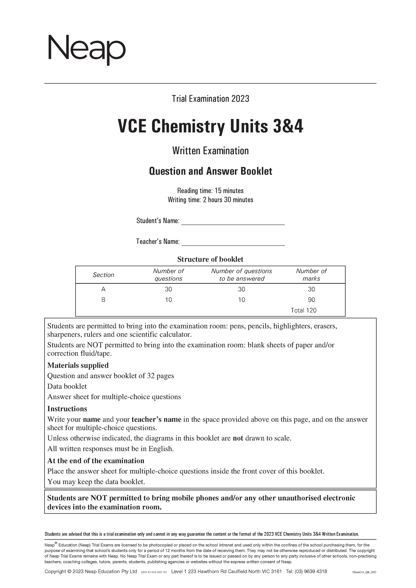 Top Marks VCE Chemistry 3&4 Bundle