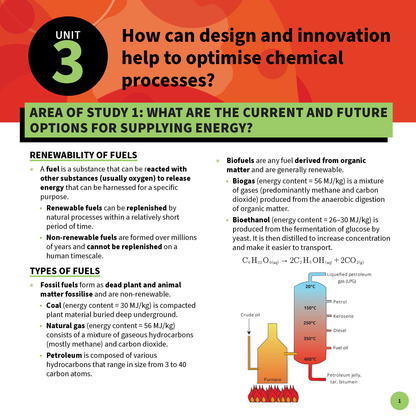 ATAR Notes VCE Chemistry 3&4 Summary Sheets (2025-2027)