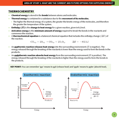 ATAR Notes VCE Chemistry 3&4 Summary Sheets (2025-2027)