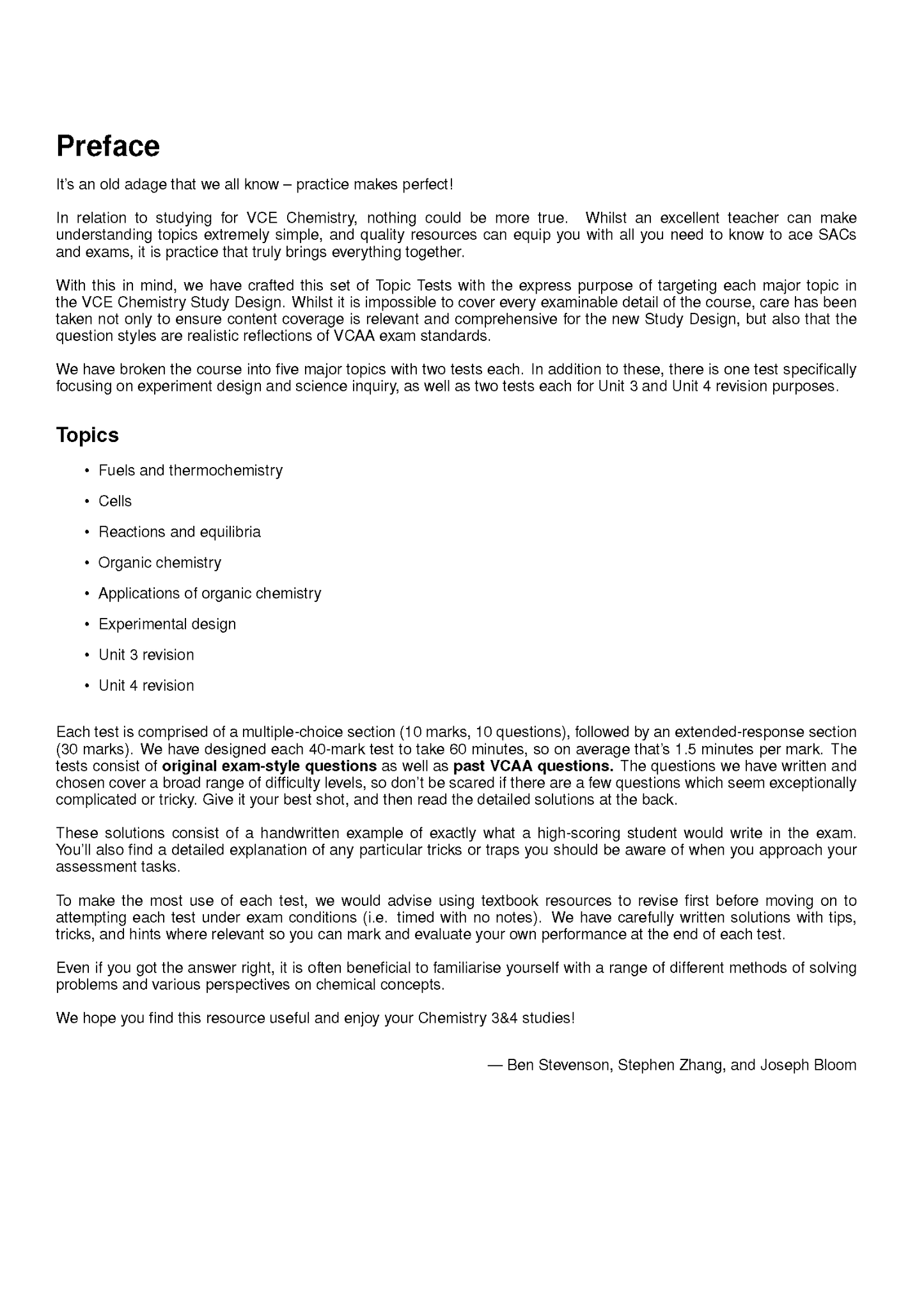 ATAR Notes VCE Chemistry 3&4 Topic Tests (2025-2027)