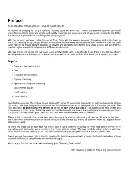 ATAR Notes VCE Chemistry 3&4 Topic Tests (2025-2027)