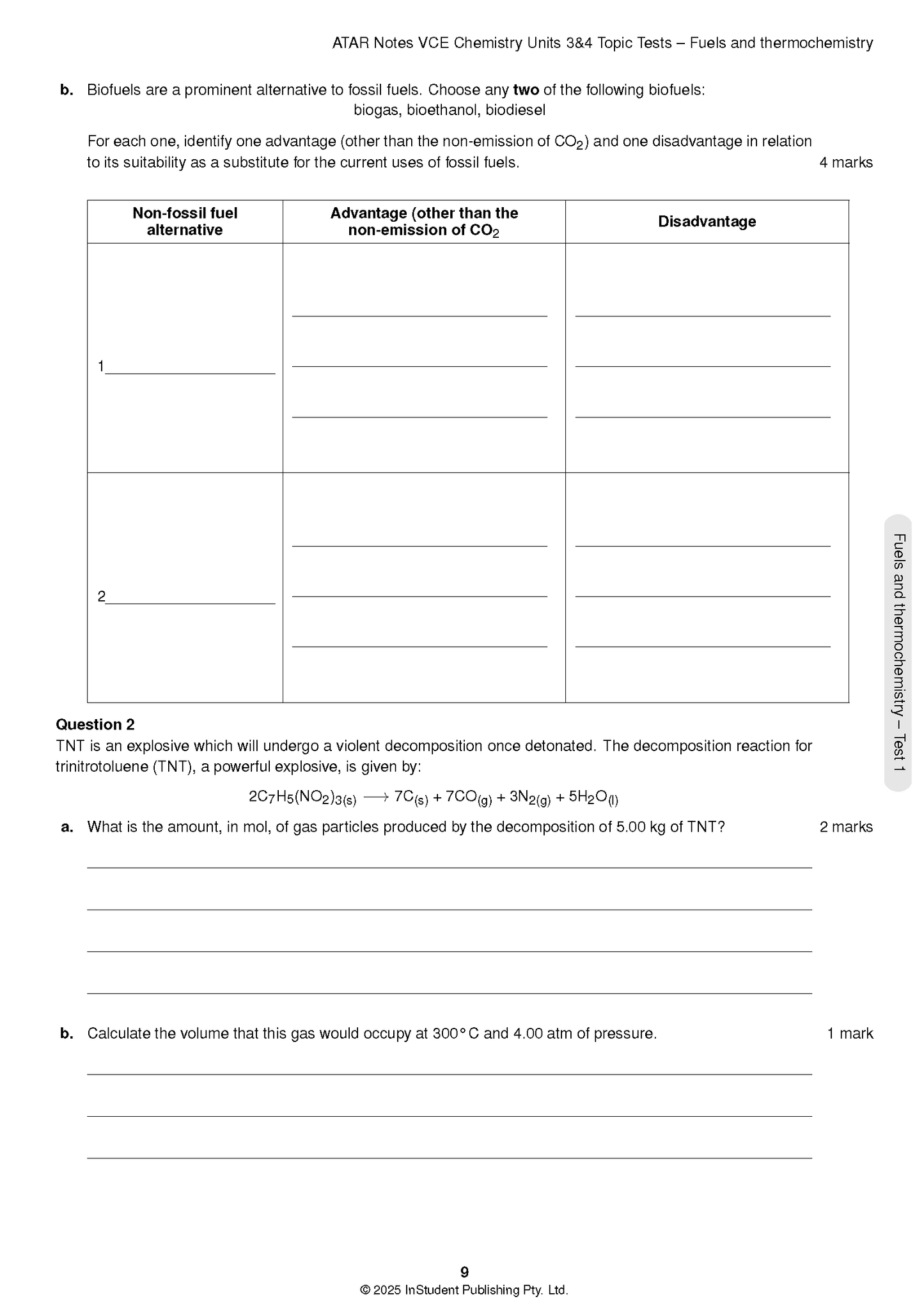 ATAR Notes VCE Chemistry 3&4 Topic Tests (2025-2027)