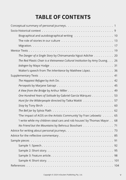 ATAR Notes VCE English 3&4 Frameworks Guide: Writing about personal journeys (2025 Edition)