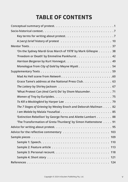 ATAR Notes VCE English 3&4 Frameworks Guide: Writing about protest (2025 Edition)