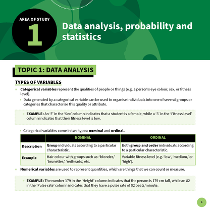 ATAR Notes VCE General Maths 3&4 Summary Sheets (2025-2027)