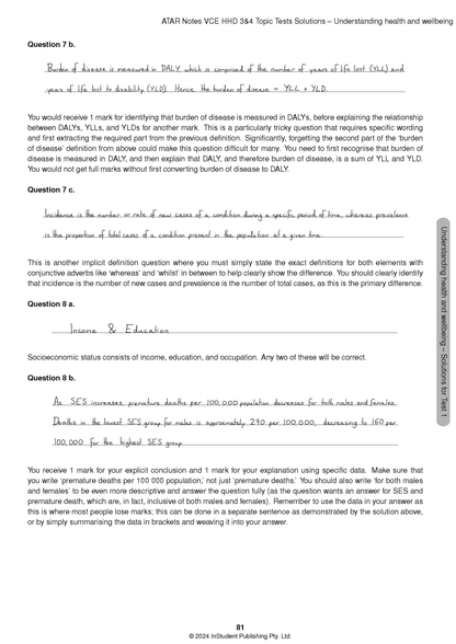 ATAR Notes VCE Health and Human Development (HHD) 3&4 Topic Tests (2025-2027)