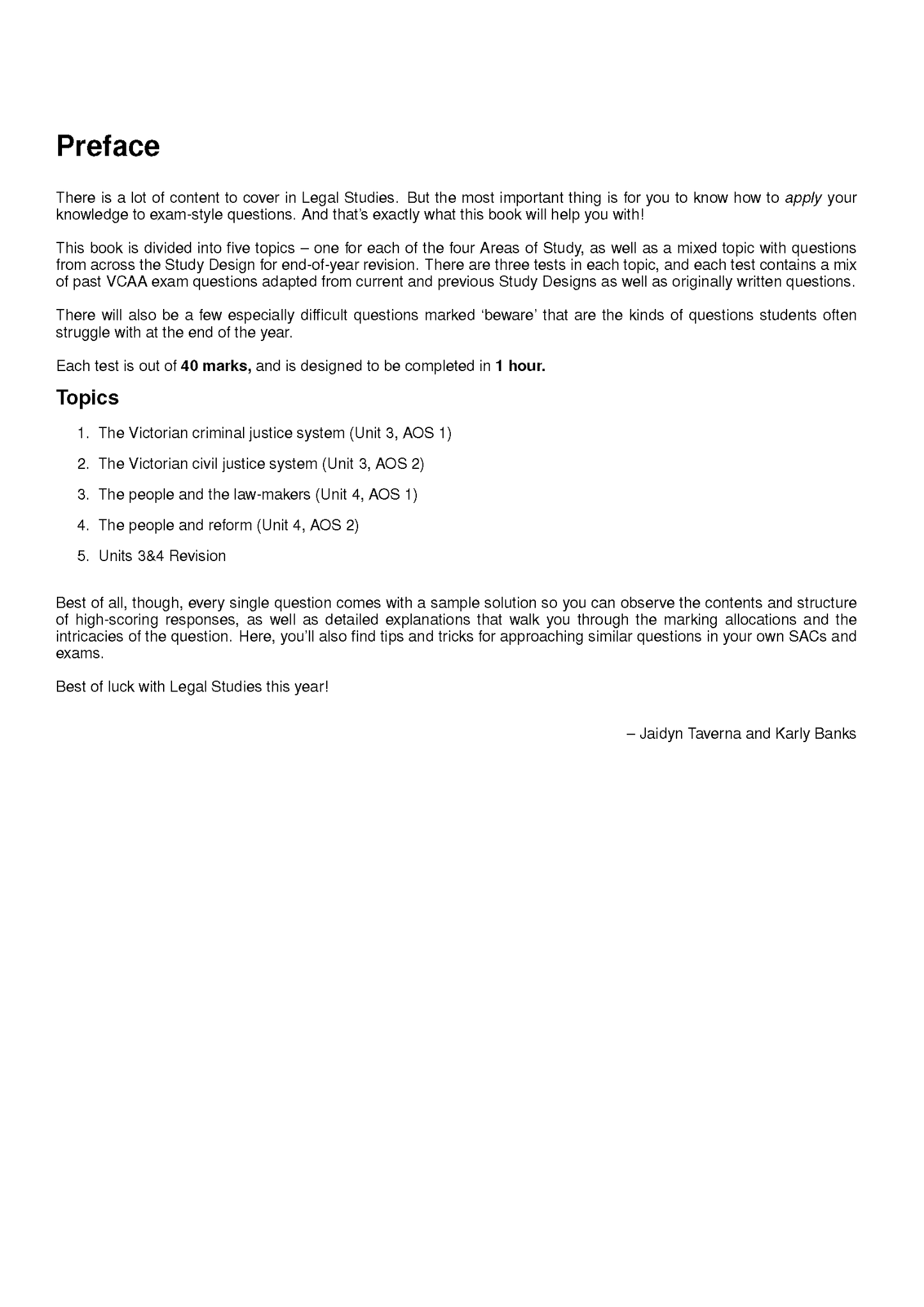 ATAR Notes VCE Legal Studies Units 3&4 Topic Tests (2026-2028)