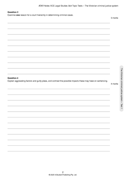 ATAR Notes VCE Legal Studies Units 3&4 Topic Tests (2026-2028)