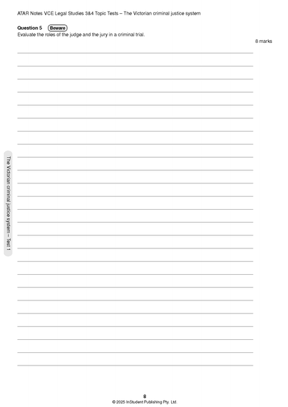 ATAR Notes VCE Legal Studies Units 3&4 Topic Tests (2026-2028)