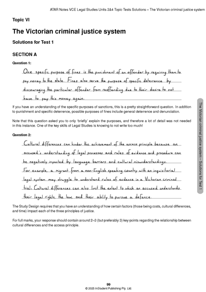 ATAR Notes VCE Legal Studies Units 3&4 Topic Tests (2026-2028)