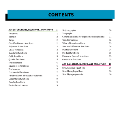 ATAR Notes VCE Maths Methods 3&4 Summary Sheets (2025-2027)
