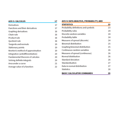 ATAR Notes VCE Maths Methods 3&4 Summary Sheets (2025-2027)