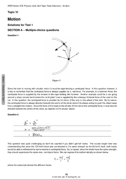 ATAR Notes VCE Physics 3&4 Topic Tests (2024-2025)