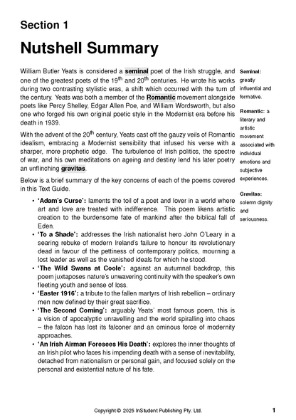 ATAR Notes Text Guide: Selected Poems by W.B. Yeats