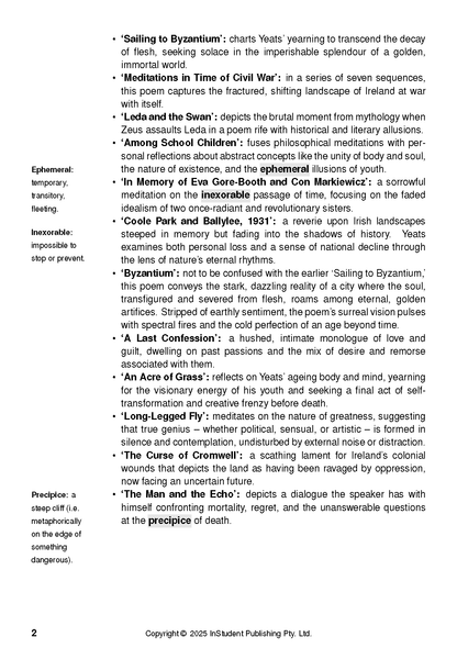 ATAR Notes Text Guide: Selected Poems by W.B. Yeats