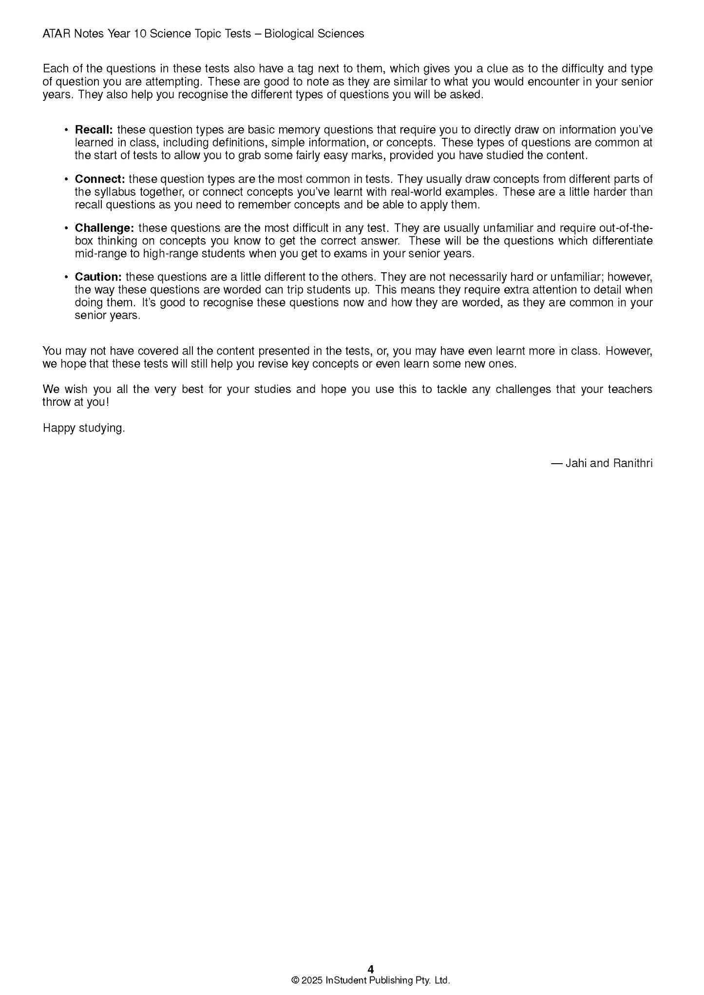 ATAR Notes Year 10 Science Topic Tests (2026-2028)