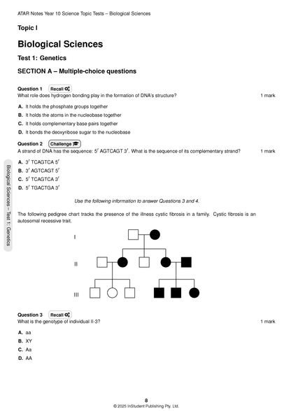 ATAR Notes Year 10 Science Topic Tests (2026-2028)