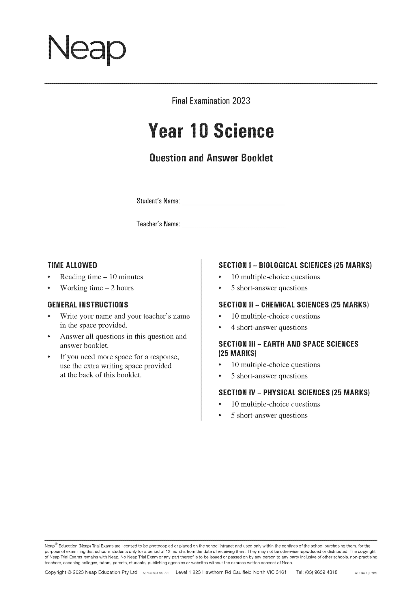 Top Marks Year 10 Science Bundle