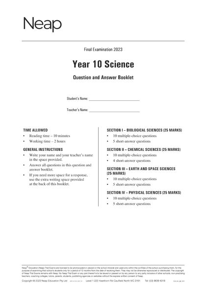 Top Marks Year 10 Science Bundle