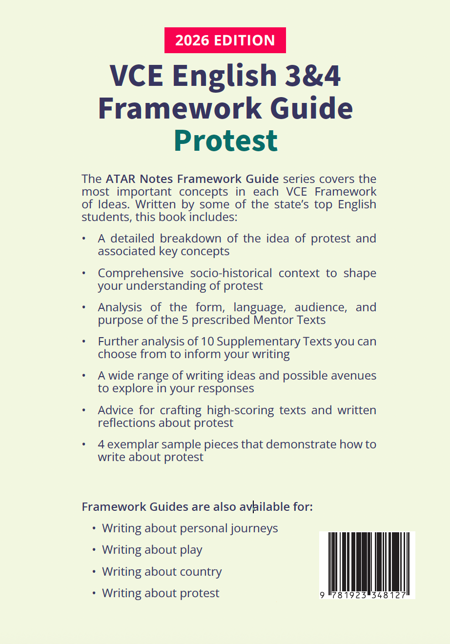 ATAR Notes VCE English 3&4 Frameworks Guide: Writing about protest (2026 Edition)