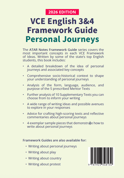 ATAR Notes VCE English 3&4 Frameworks Guide: Writing about personal journeys (2026 Edition)
