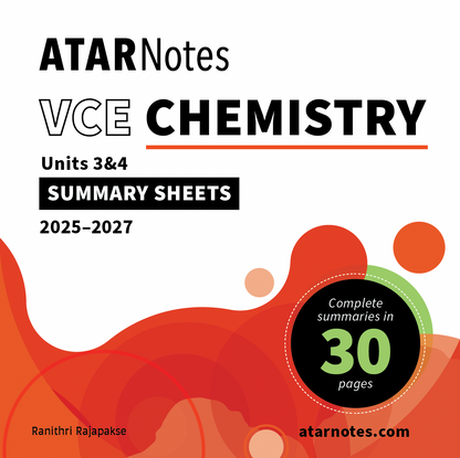 ATAR Notes VCE Chemistry 3&4 Summary Sheets (2025-2027)