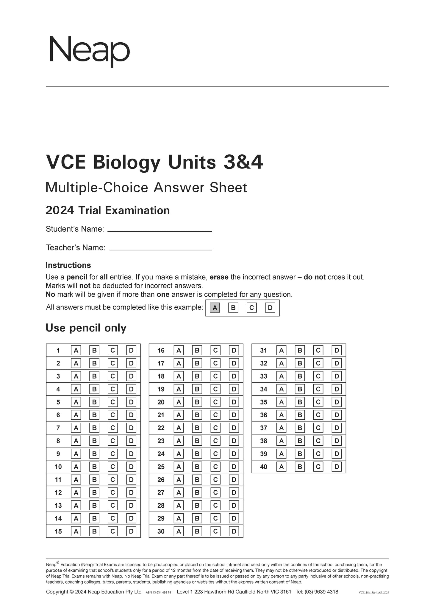 Top Marks VCE Biology 3&4 Bundle