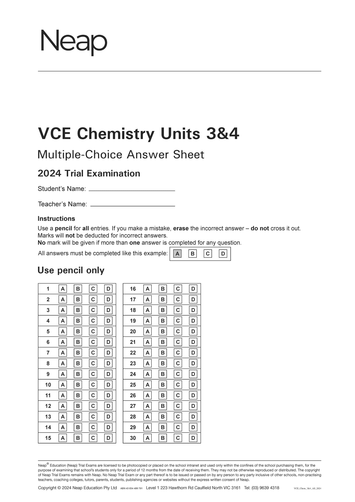 Top Marks VCE Chemistry 3&4 Bundle