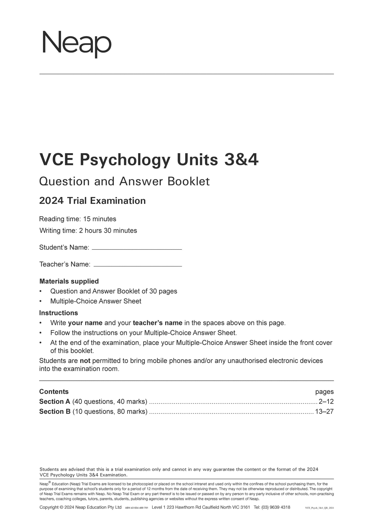 Top Marks VCE Psychology 3&4 Bundle