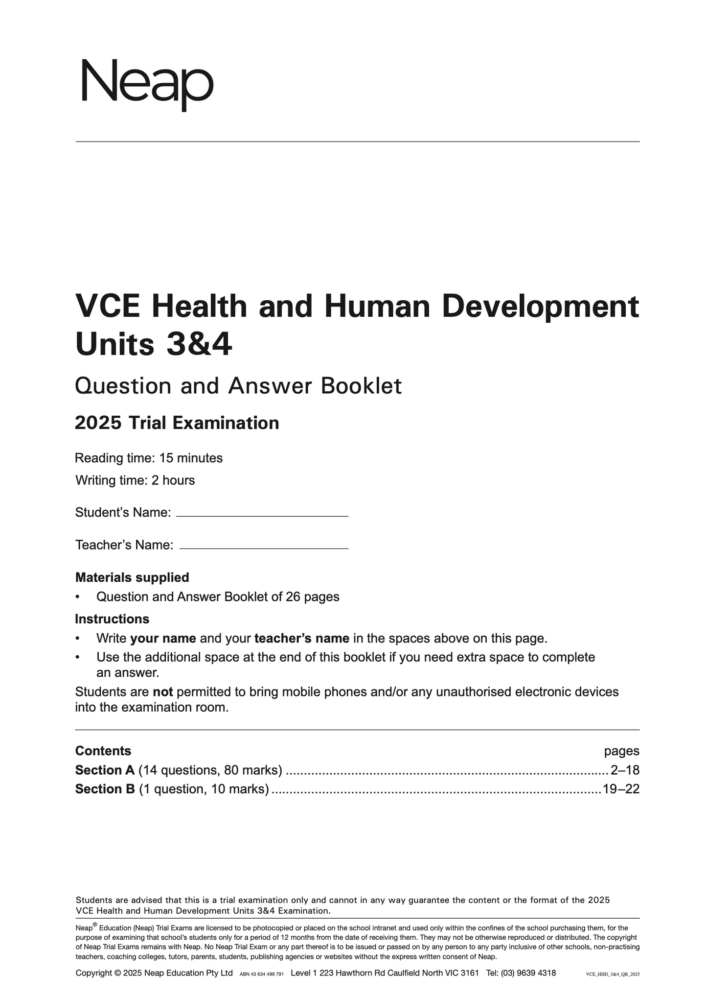 Top Marks VCE Health and Human Development (HHD) 3&4 Bundle (2025-2027)