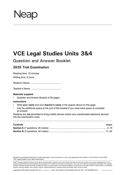 Top Marks VCE Legal Studies 3&4 Bundle
