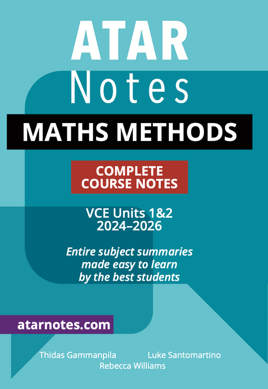 ATAR Notes VCE Maths Methods 1&2 Notes (2024-2026)