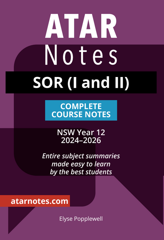 ATAR Notes HSC Year 12 Studies of Religion (SOR 1 and 2) Complete Course Notes (2024-2026)